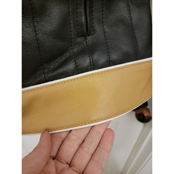 Women's Black Tan Leather Moto Jacket Sz M/L Biker Rocker Beautiful! NWT - Picture 5 of 16